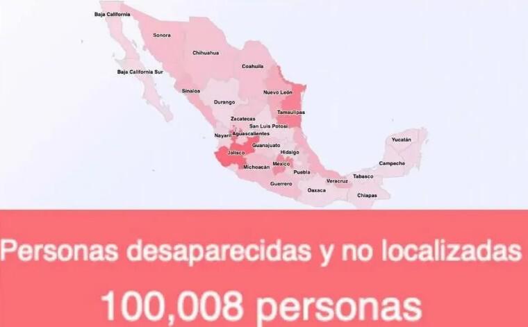 México supera 100 mil registros de personas desaparecidas y no localizadas