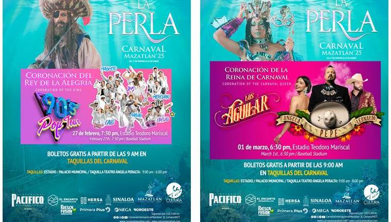 Los 90’s Pop Tour y Los Aguilar llegan de reemplazo para las coronaciones del Carnaval de Mazatlán.
