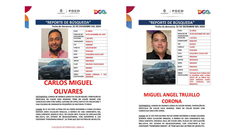Localizan con vida a hombres duranguenses reportados como desaparecidos en Culiacán