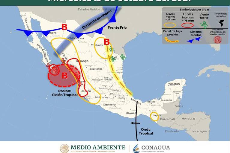 Estaría posible ciclón ‘Pamela’ frente a Sinaloa este miércoles