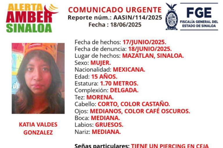 Localizan con vida a menor reportada como desaparecida en Mazatlán