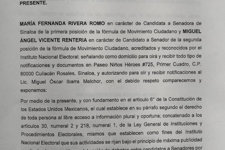 Candidatos al Senado por MC presentan ante el INE solicitud de debate