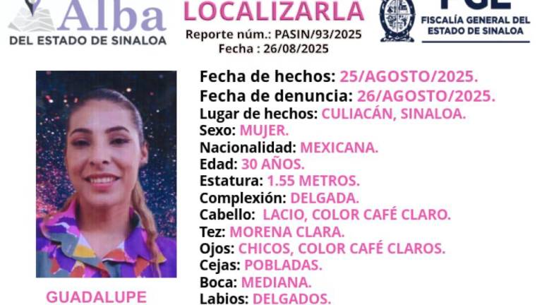 Guadalupe fue vista por última vez este 25 de agosto en el norte de la capital.