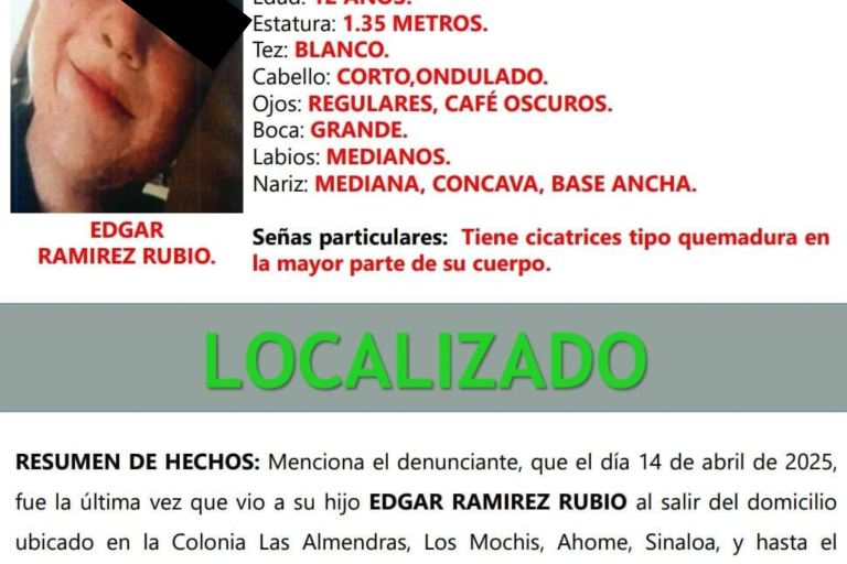 Édgar es localizado sano y salvo