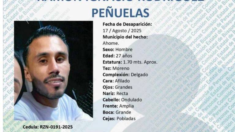 Ramón Ignacio Rodríguez Peñuelas desapareció en Ahome el 17 de agosto.