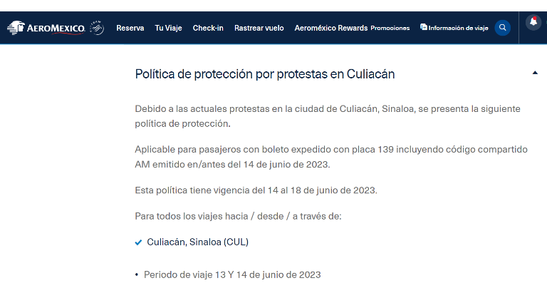 En https://www.aeromexico.com/es-mx/avisos-para-pasajeros, usuarios pueden ver las opciones que tienen de retomar sus vuelos.