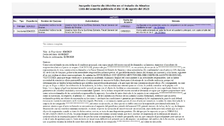La UAS requirió una suspensión provisional para que la autoridad no pudiera efectuar orden de cateo y su ejecución.