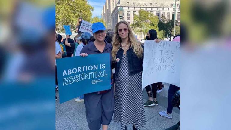 La actriz Jennifer Lawrence en una manifestación en apoyo al aborto en Estados Unidos.