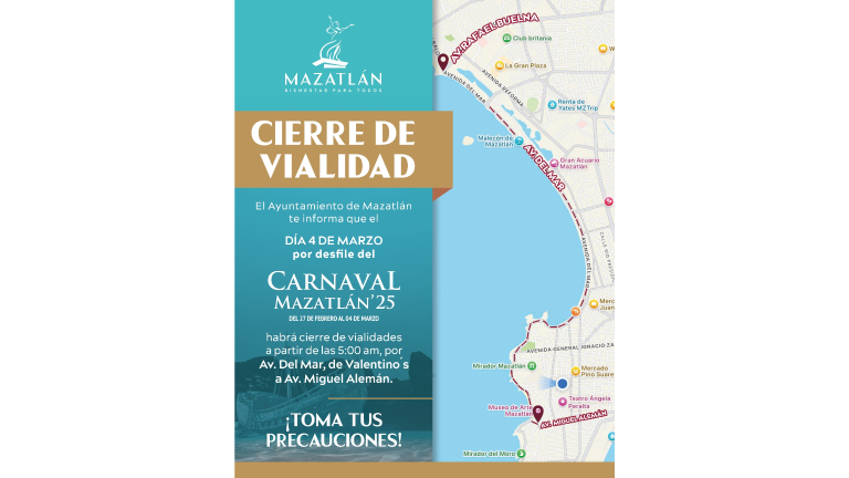 La Subdirección de Tránsito informó sobre el cierre de vialidad de la avenida Del Mar para este martes.