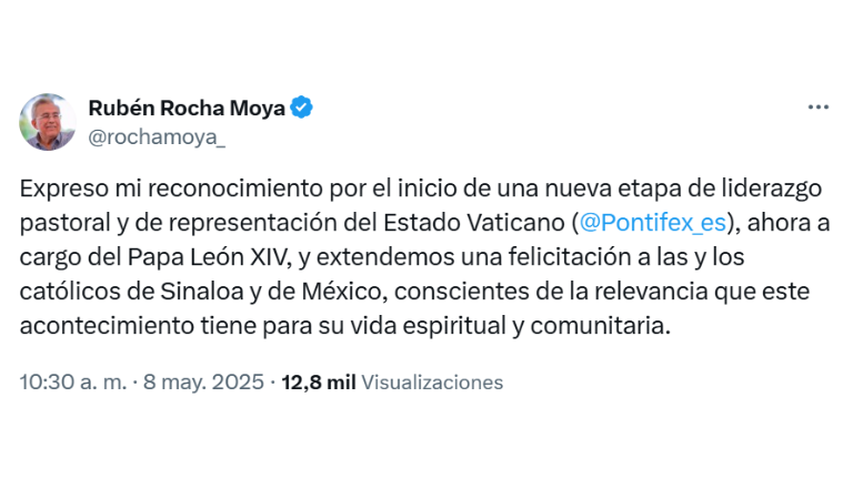 Publicación del Gobernador de Sinaloa en X.