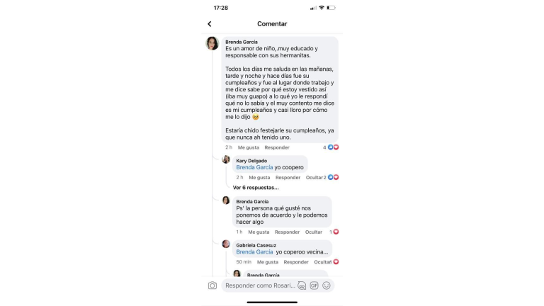 Vecinos buscan celebrarle por primera vez su cumpleaños.