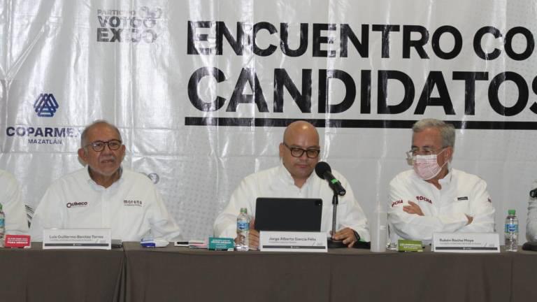 Rubén Rocha Moya durante su participación en el foro organizado por Coparmex Mazatlán en mayo pasado.