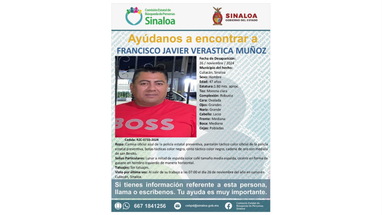 Ficha de búsqueda de Francisco Javier Verastica.