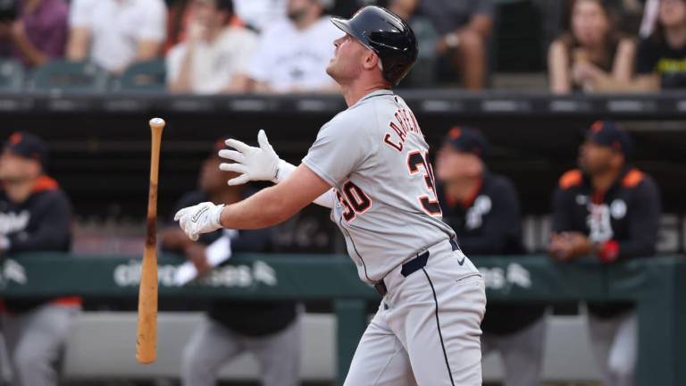 Kerry Carpenter tuvo una noche ofensiva con tres jonrones para los Tigres.
