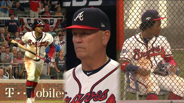 Ronald Acuña Jr. entró en polémica con el mánager de los Bravos, Brian Snitker.
