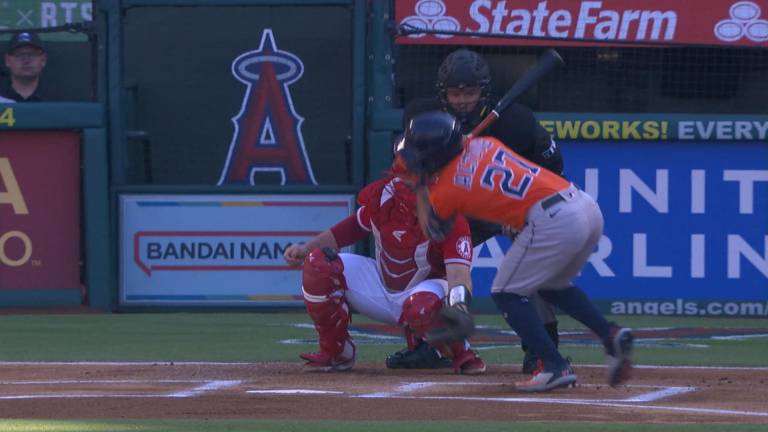 Altuve sale tras pelotazo.
