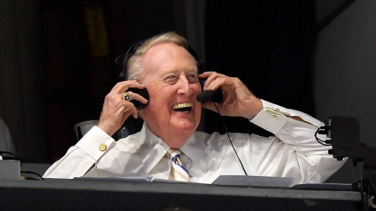 Vin Scully fue narrador de los Dodgers durante 67 años.