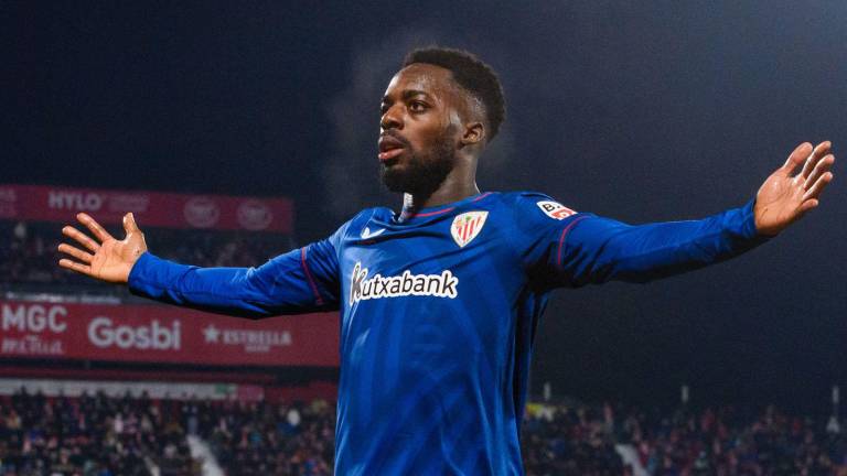Iñaki Williams celebra el gol que sentenció el empate para el Athletic sobre el Girona.