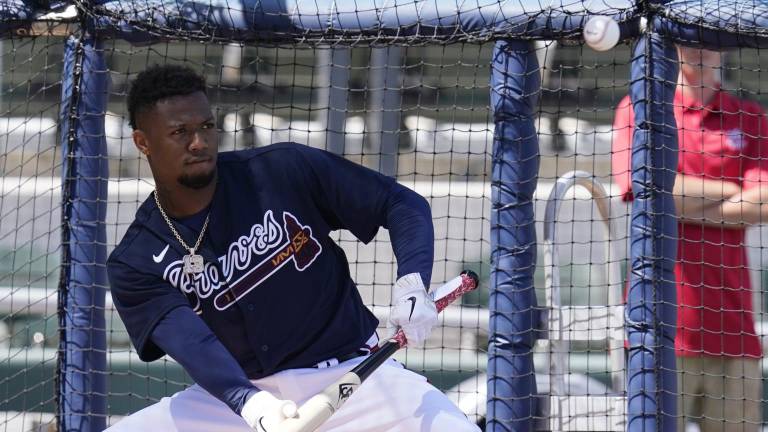 Ronald Acuña Jr. será muy cuidado por los Bravos, tras la lesión sufrida en la pasada temporada.