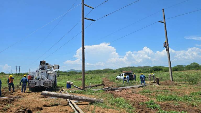 Elementos de la CFE realizan trabajos de reparación a la altura de El Tablón I.