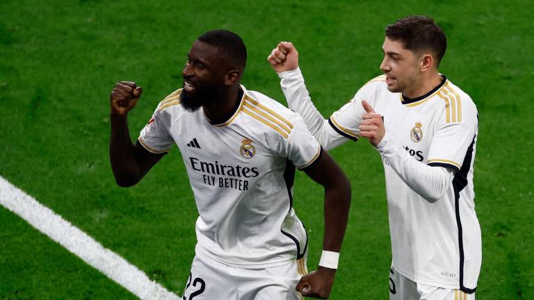 Toni Rüdiger celebra su gol.