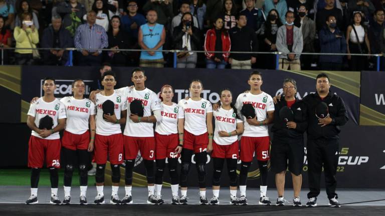 Selección mexicana de beisbol 5 en el Zócalo capitalino.