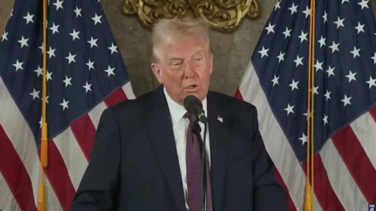 El Presidente electo de Estados Unidos Donald Trump en conferencia de prensa.