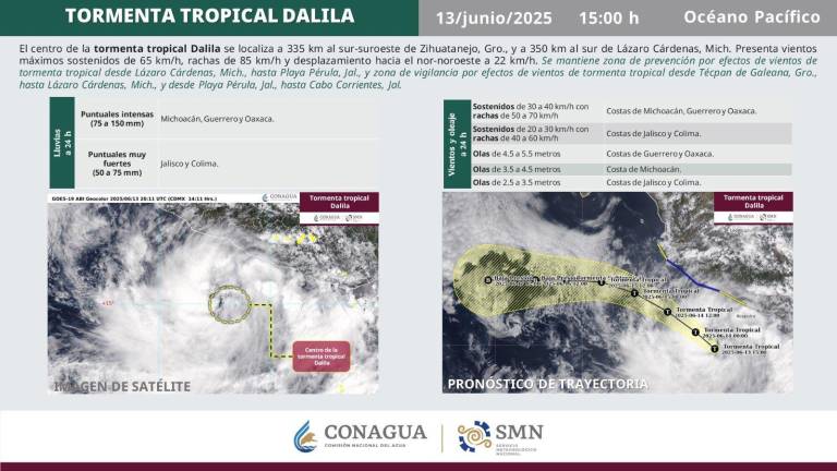 Se formó este viernes la tormenta tropical Dalila.