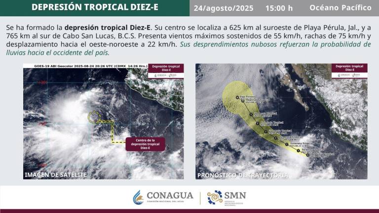 Se pronostica que durante la madrugada de este lunes 25 de agosto se intensifique a tormenta tropical.