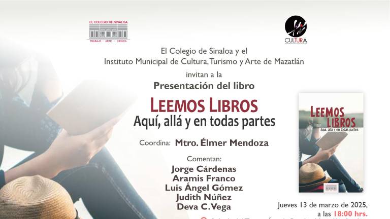 Invitan a la presentación del libro en Mazatlán.