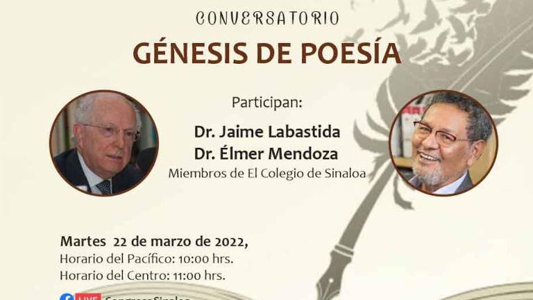 Invitan al coversatorio entre Jaime Labastida y Élmer Mendoza.