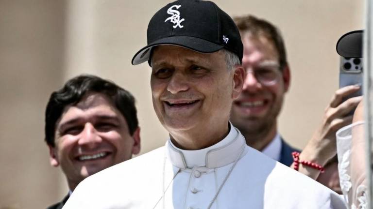 El Papa León XIV luce la gorra en la audiencia de este miércoles.
