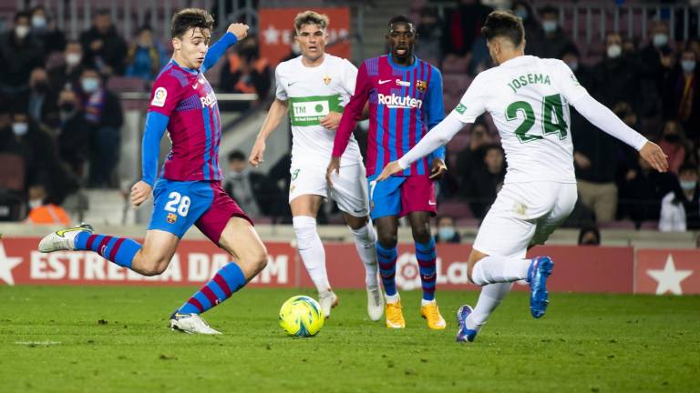Nico González marca el gol del triunfo azulgrana.
