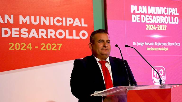 Jorge Rosario Bojórquez Berrelleza presentó este miércoles 7 de mayo el Plan Municipal de Desarrollo 2024–2027.