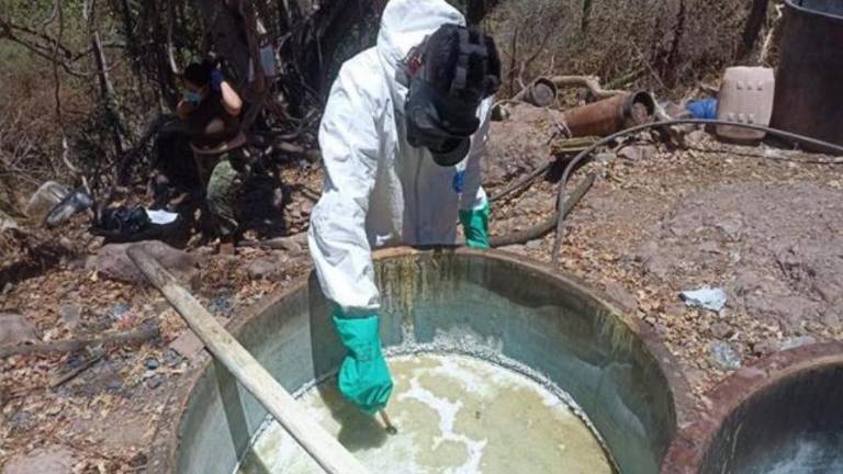El laboratorio clandestino contaba con aproximadamente 4,000 litros de precursores químicos.