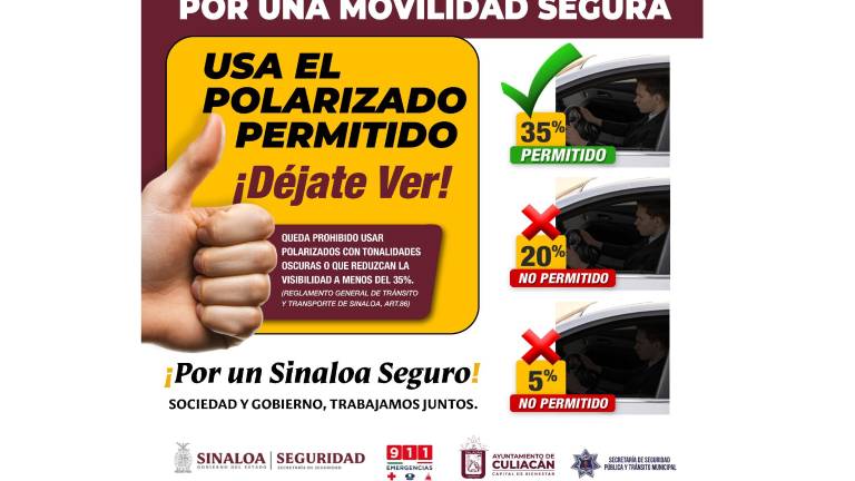 Agentes de tránsito verificarán el polarizado de los vehículos en distintos puntos de la ciudad como parte de una campaña preventiva.