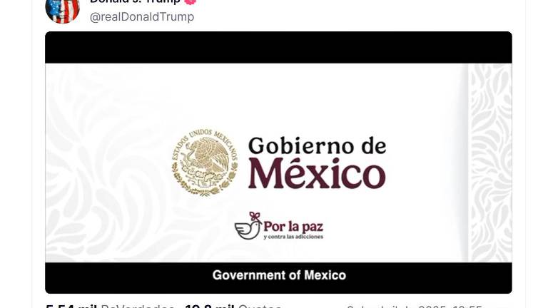 El Presidente de Estados Unidos Donald Trump difunde en sus redes sociales un video del Gobierno de México para prevenir el consumo de fentanilo.