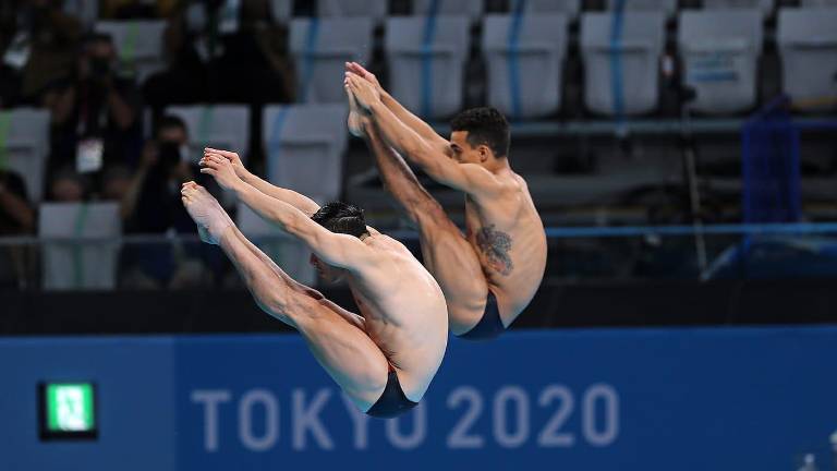 Yahel Castillo y Juan Celaya tuvieron un error en su quinto clavado.