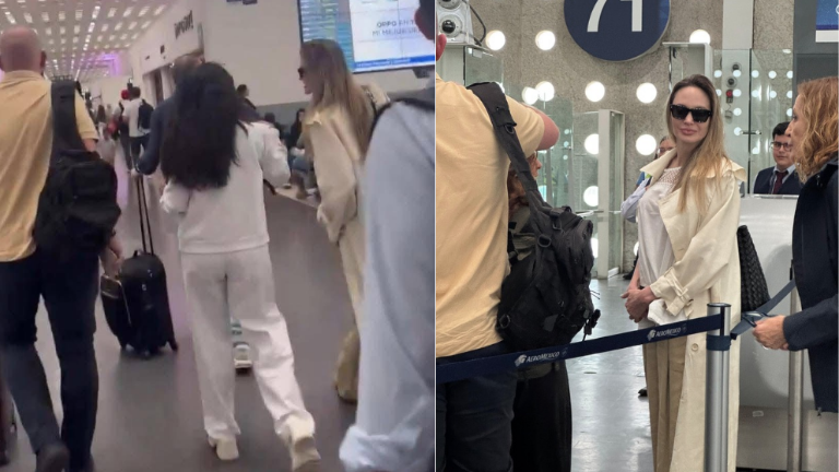 Salma Hayek y Angelina Jolie en el aeropuerto de la Ciudad de México.