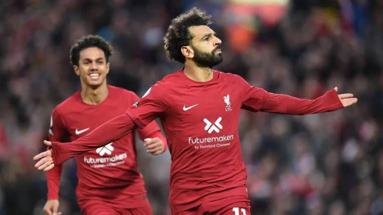 Mohamed Salah festeja su tanto.