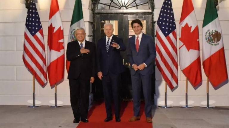 El presidente Andrés Manuel López Obrador, el presidente de Estados Unidos Joe Biden y el primer ministro canadiense Justin Trudeau.