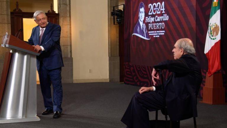 Pablo Gómez Álvarez estuvo en la “mañanera” con AMLO.