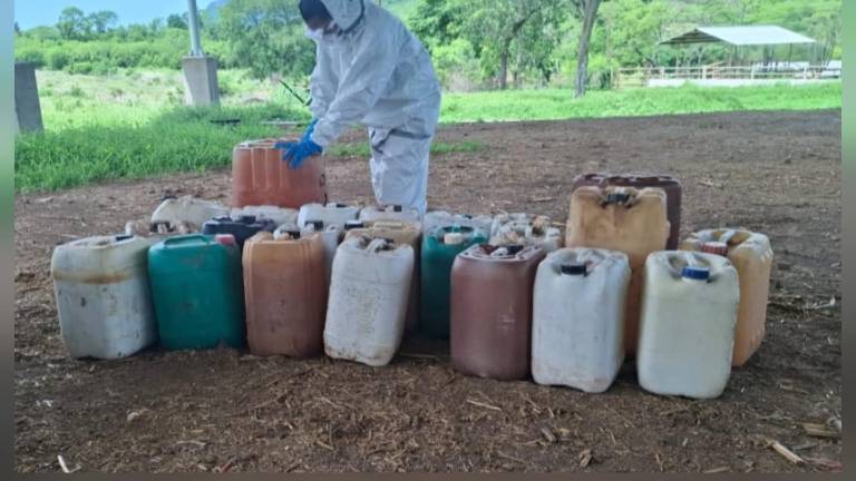 Militares aseguraron cinco centros con precursores químicos en Culiacán y Badiraguato, como parte de operativos contra laboratorios clandestinos.