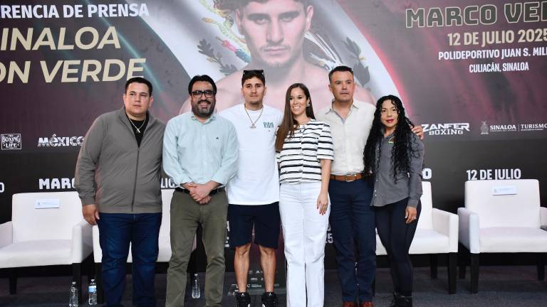 Presentan en Culiacán la próxima pelea de Marco Verde.