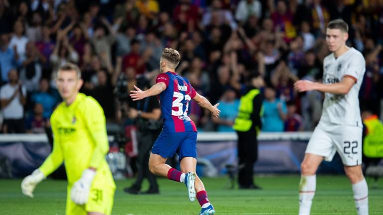 Fermín López celebra su gol.