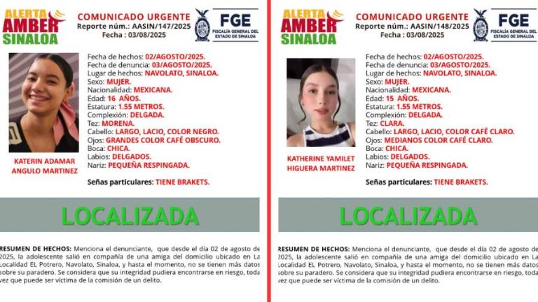 La FGE desactivó la Alerta Amber que había sido activada para la localización de dos adolescentes.