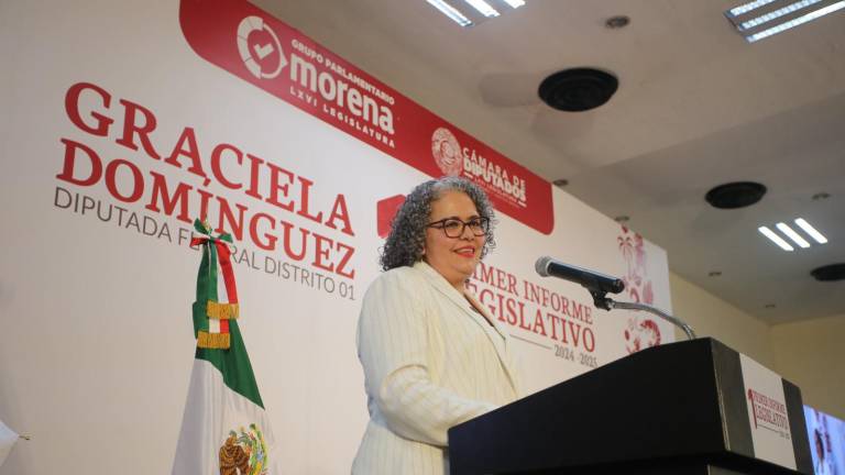 La Diputada federal sinaloense, Graciela Domínguez Nava, destacó logros en materia de seguridad, derechos laborales y apoyo al sector pesquero durante su primera año legislativo.