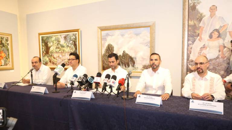 Rueda de prensa de Concanaco para anunciar la visita del Secretario de Gobernación a Mazatlán hoy jueves en la celebración del 105 aniversario de la fundación de la Confederación de Cámaras Nacionales de Comercio, Servicios y Turismo.