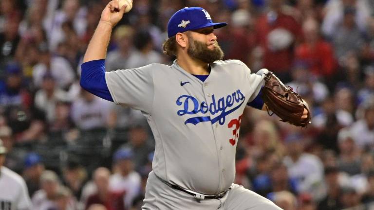Lance Lynn cerró la temporada 2023 con los Dodgers de Los Ángeles.