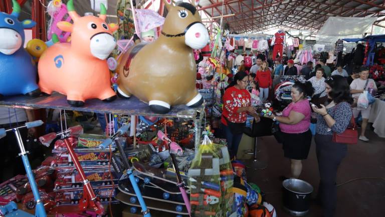 Las personas realizan sus compras navideñas.